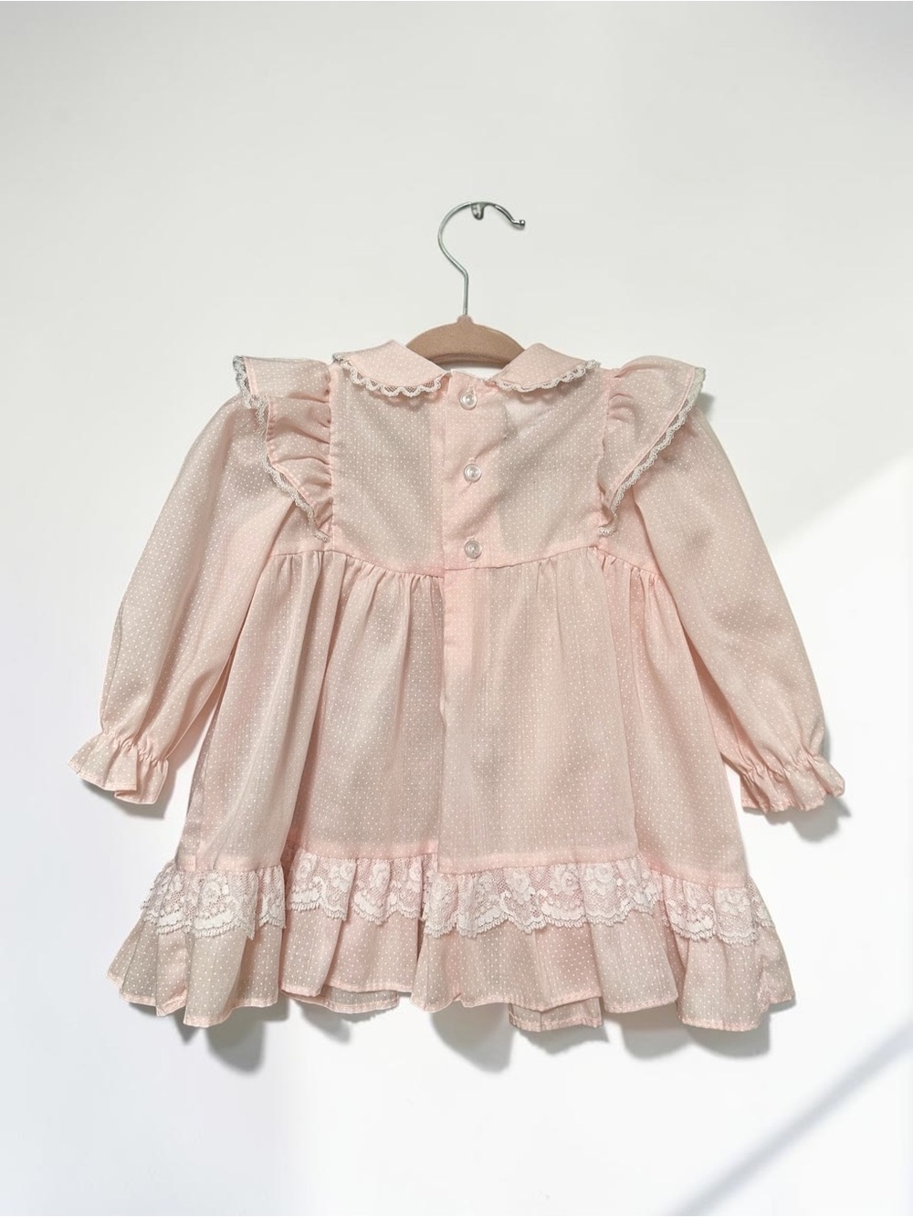 Vintage Polly Flinders Hand-Smocked Heirloom Baby Dress, Pink, Size 9 Months - Picture 2 of 12